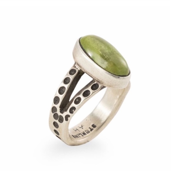 🫒 {PRICE FIRM} RARE DDR Green Turquoise Single Stone Ring, Hallmark, #741 - Picture 3 of 8